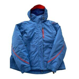 Lands' End Jacket Women’s Sz M Hooded Full Zip Fleece Lined Blue Red